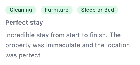 Reva review with tags screenshot